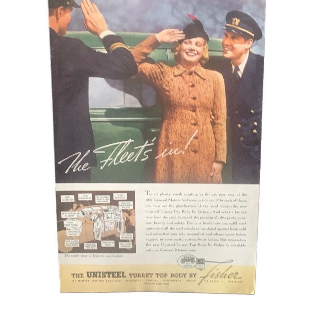Vintage 1937 Fisher Unisteel Fleets In Ad Advertisement